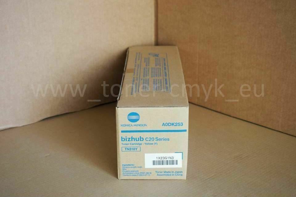 Original Konica Minolta TN318Y Toner Yellow A0DK253 Bizhub C20 C20P C20PX C20X