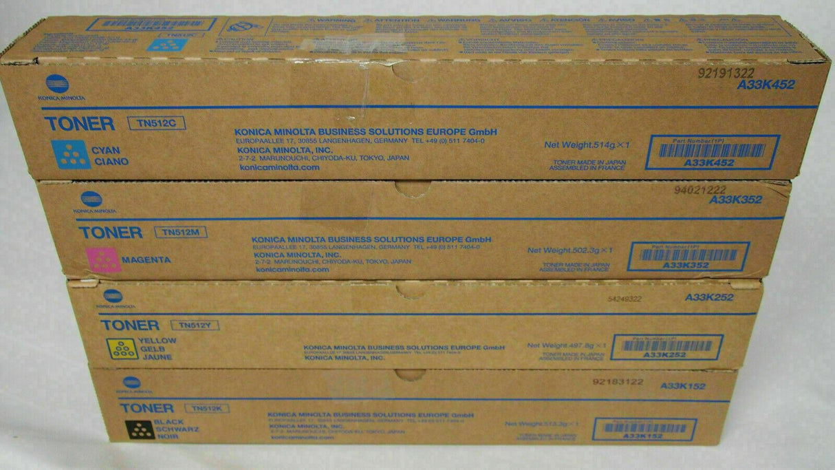 "Orig Konica Minolta TonerCMYKset TN512K TN512C TN512M TN512Y Bizhub C454E C554E