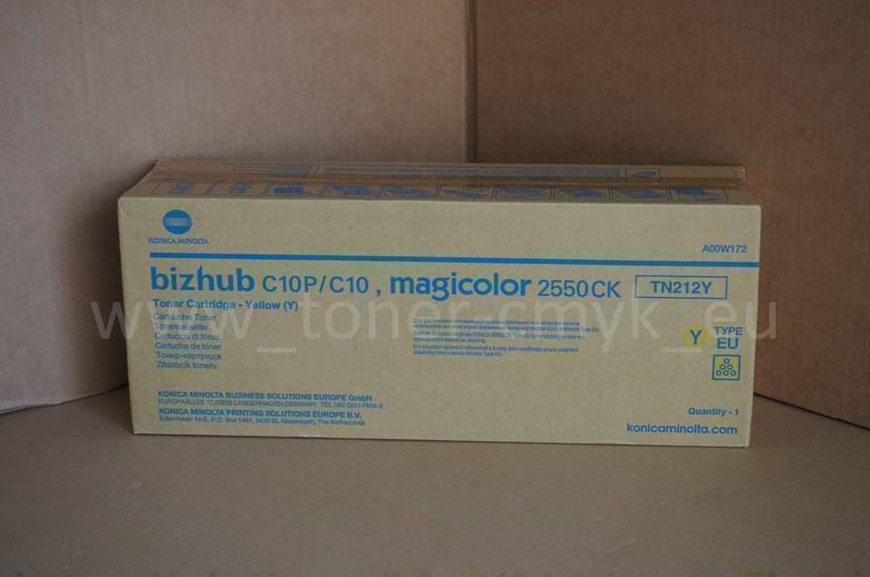Original Konica Minolta TN212Y Toner Yellow A00W172 for Bizhub C10 C10P