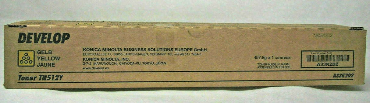 Original Develop TN512Y Toner Yellow A33K2D2 for Ineo + 454 554 454 e 554 e
