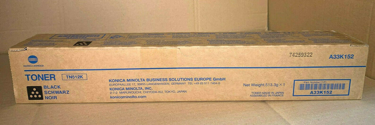 Original Konica Minolta TN512K Toner Black Schwarz A33K152 Bizhub C454 C554 C554