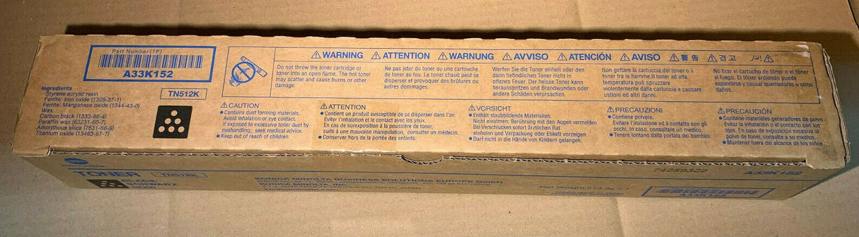Original Konica Minolta TN512K Toner Black Schwarz A33K152 Bizhub C454 C554 C554
