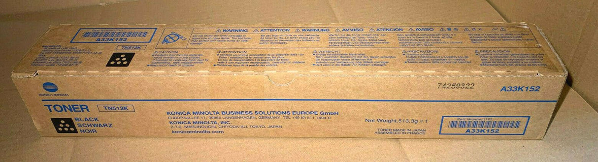 Original Konica Minolta TN512K Toner Black Schwarz A33K152 Bizhub C454 C554 C554
