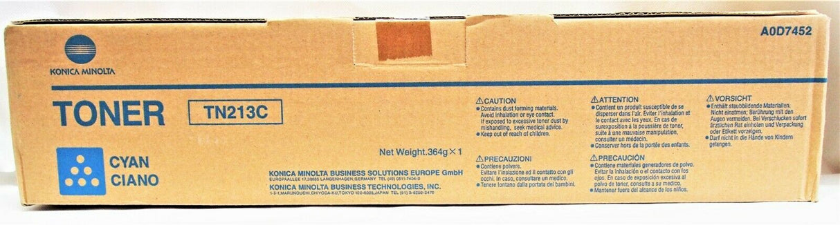 Original Konica Minolta TN213C Toner Cyan A0D7452 for Bizhub C203 C253 NEU