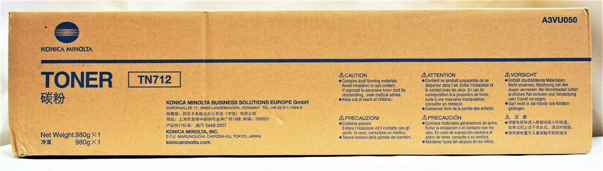 Original Konica Minolta TN712 Toner Black A3VU050 for Bizhub 654 754 NEU OVP