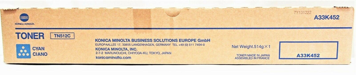 "Original Konica Minolta TN512C Toner Cyan A33K452 für Bizhub C 454 554 NEU OVP