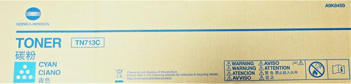 Original Konica Minolta TN713C Toner Cyan A9K8450 for Bizhub C659 C759 NEU OVP