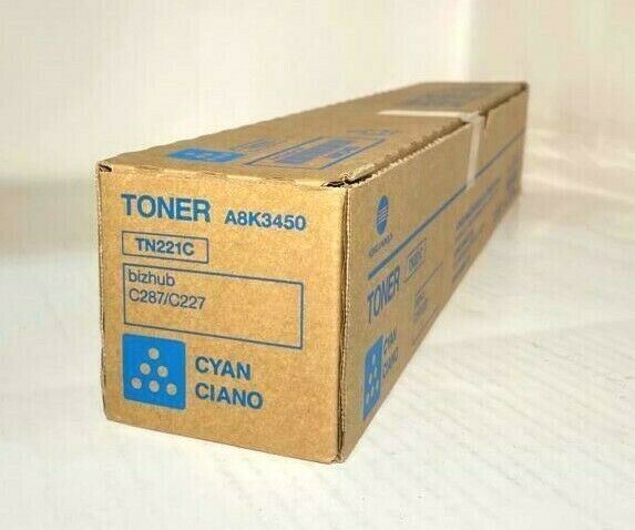 Original Konica Minolta TN221C Toner Cyan A8K3450 für Bizhub C287 C227 NEU OVP