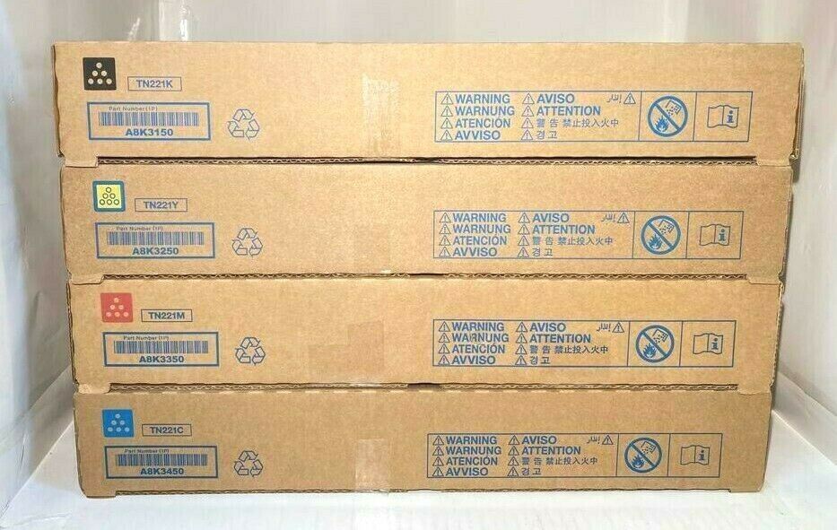 4 x Konica Minolta A8K3150 -450 TN221 Set CMYK Toner Bizhub C287 C227 TN-221 N