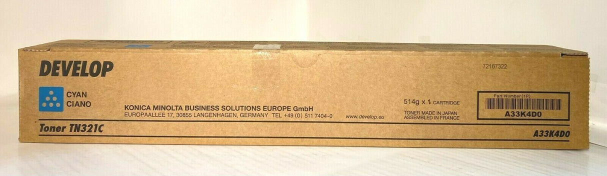 "Original Develop Cyan Toner TN321C A33K4D0 für Ineo Plus 224 284 364 NEU OVP
