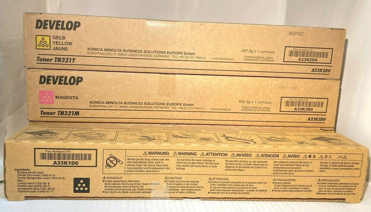 4 x Original Toner DEVELOP INEO +224 +284 +364 / TN321K TN321C TN321M TN321Y NEU