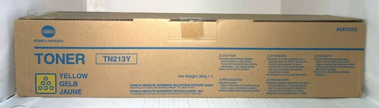 Original Konica Minolta Toner TN213Y Yellow Gelb Bizhub C253 C203 A0D7252 NEU