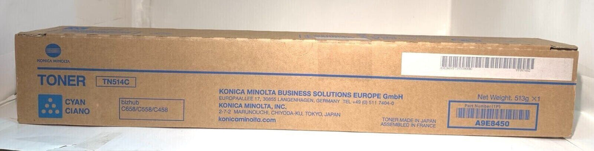 "Original Konica Minolta Toner TN514C Cyan Bizhub C458 C558 C658 A9E8450 NEU !xx