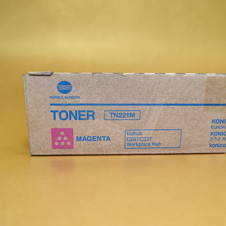 Originální purpurový toner Konica Minolta TN221M A8K3350 pro Bizhub C287 C227 NOVÉ OV