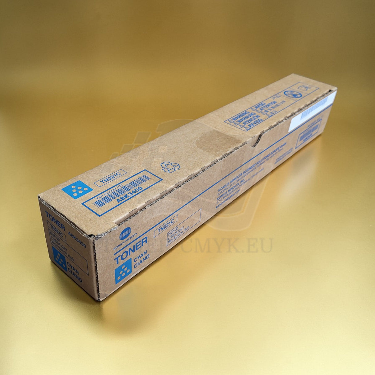 Originální toner Konica Minolta TN221C azurový A8K3450 pro Bizhub C287 C227 NEW OVP