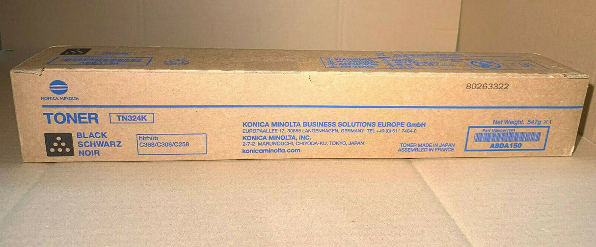 Toner d'origine Konica Minolta TN324K noir pour A8DA150 pour Bizhub C368 C308 C258