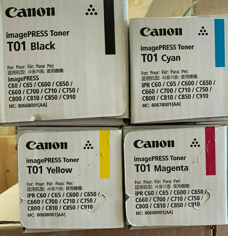 Original Canon T01 Toner SET CMJN tous Farben 8066B001 8067B001 8068B001 8069B00