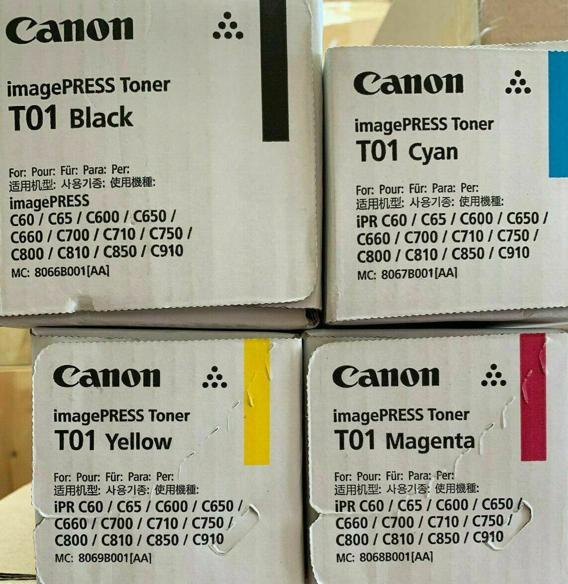 Originální sada tonerů Canon T01 CMYK alle Farben 8066B001 8067B001 8068B001 8069B00