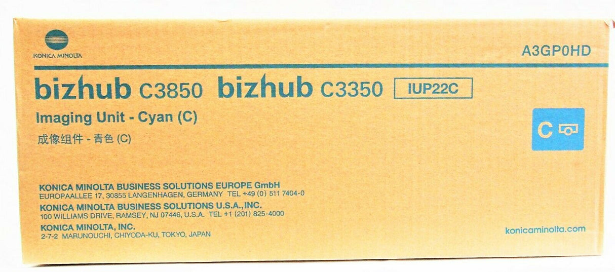 "Originální zobrazovací jednotka Konica Minolta IUP22C Azurová A3GP0HD Bizhub C3850 C3350
