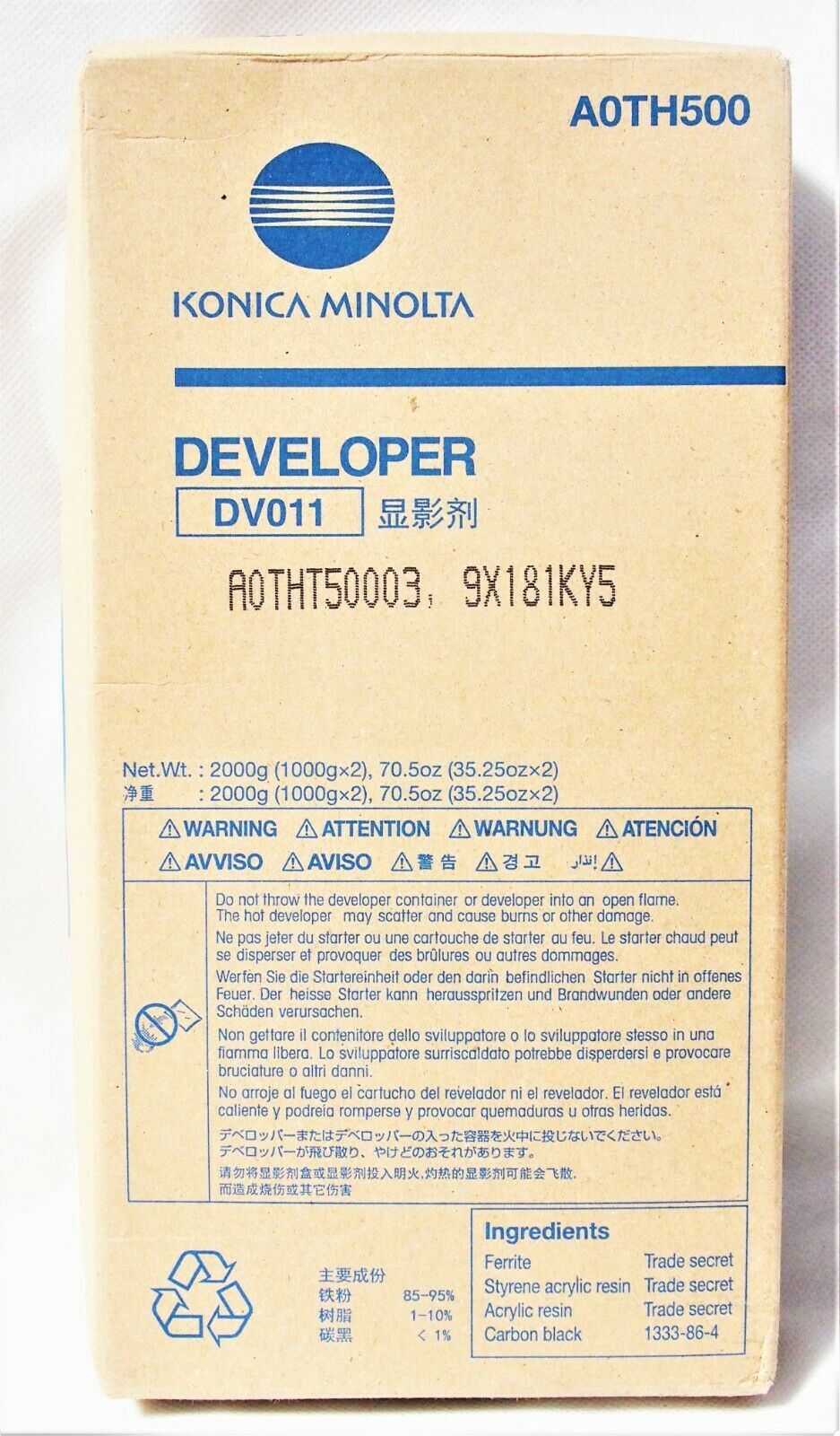 Konica Minolta DV012 Developer Schwarz A88J500 für Bizhub Pro 1100