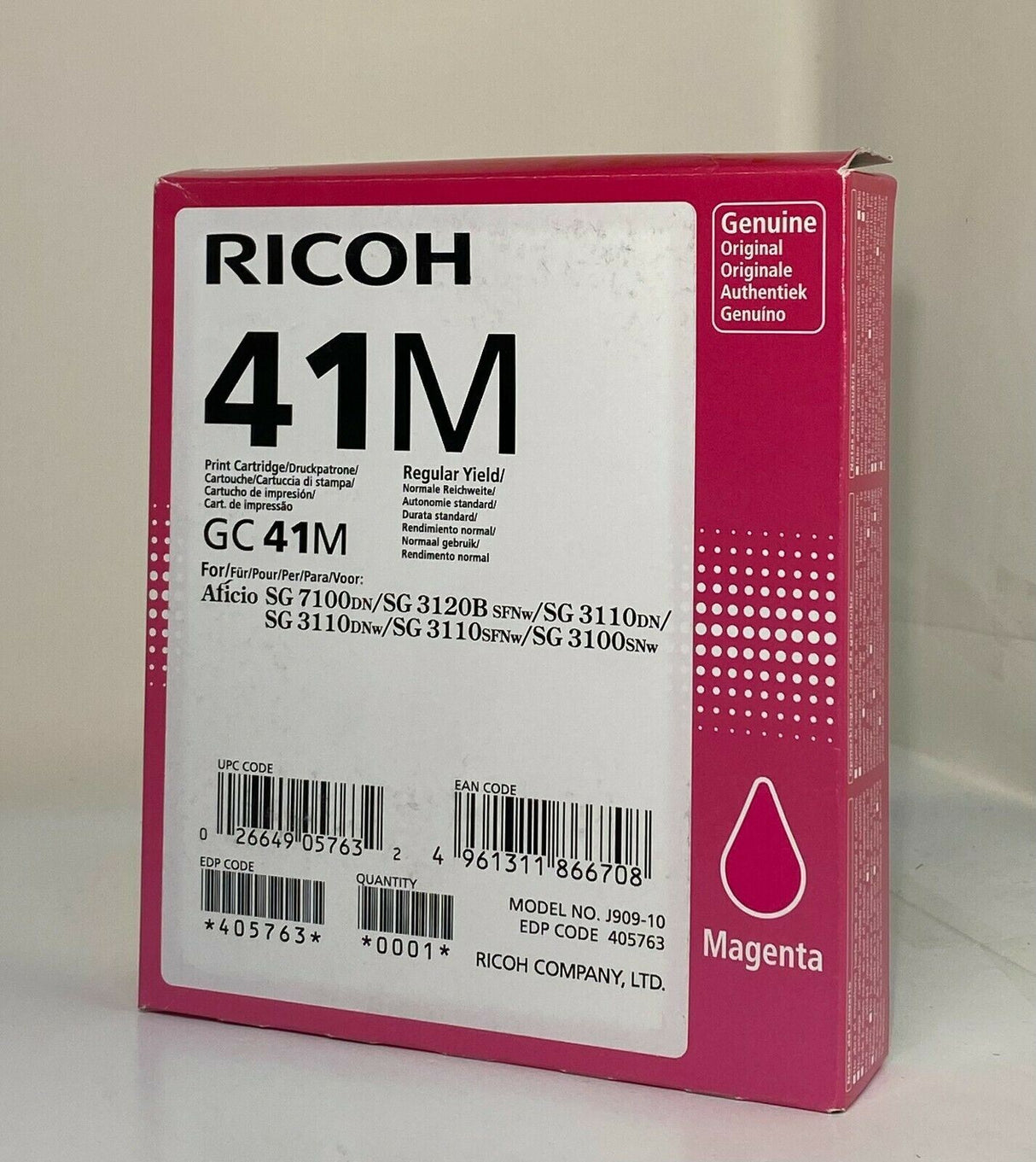 Originální RICOH 405763 Gel GC 41M Magenta für Aficio SG7100 SG3110 SG3120 A-Ware