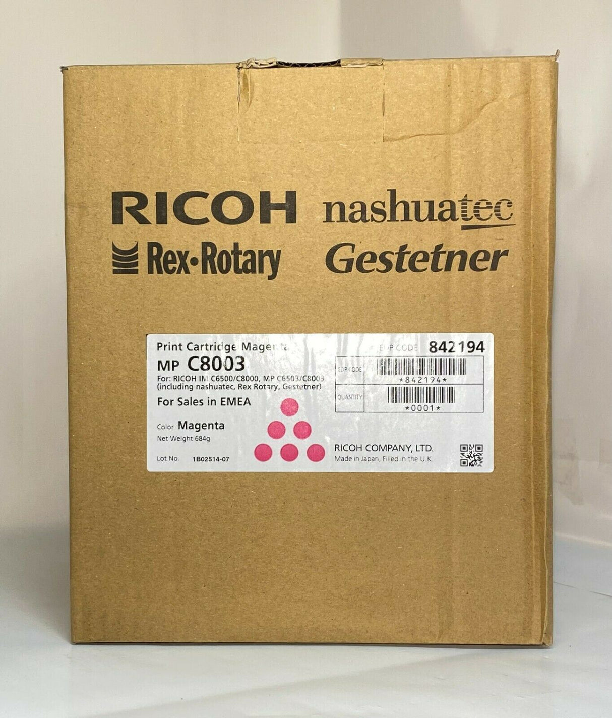 ''Originele Ricoh-tonerset CMYK-cartridge MP C8003 842192 - 842195 Neu OVP