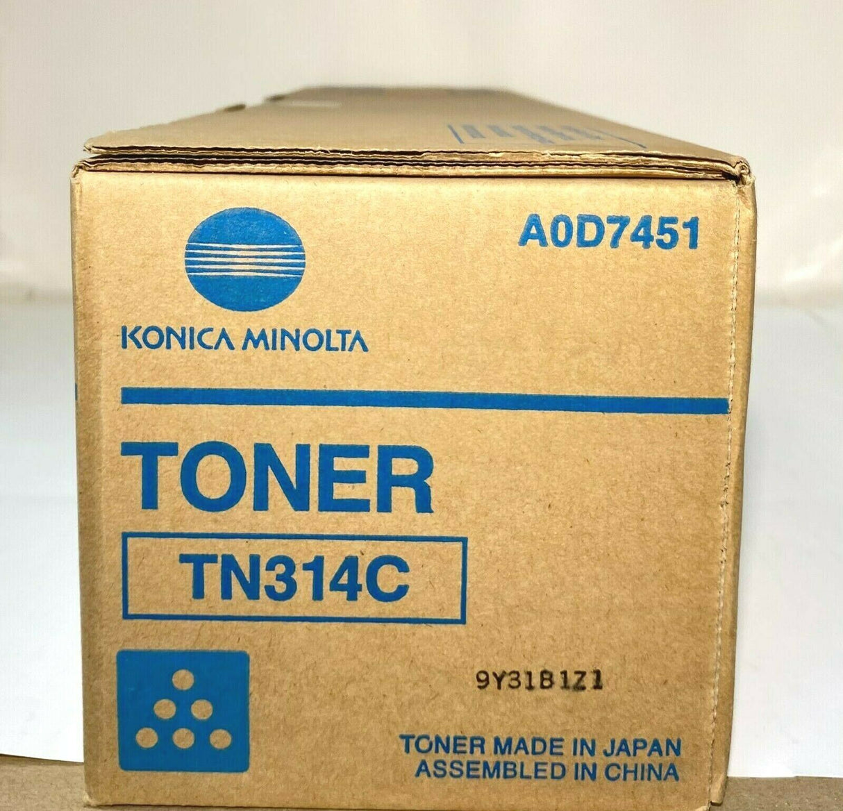 Toner d'origine Konica Minolta TN314C cyan A0D7451 pour Bizhub C353 C353P