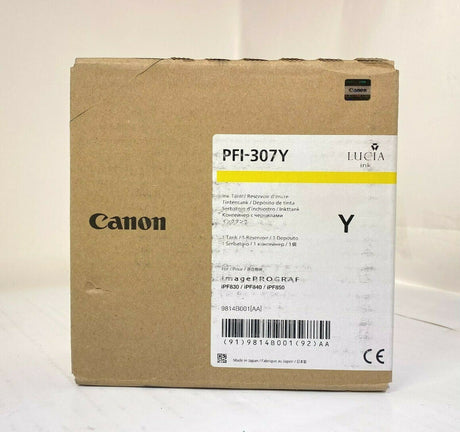 "Cartouche d'encre jaune d'origine Canon PFI-307Y 9814B001 pour iPF830 iPF840 iPF850