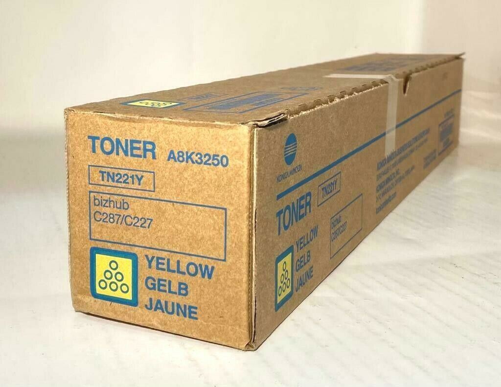 Original Konica Minolta TN221Y Toner Gelb A8K3250 für Bizhub C287 C227