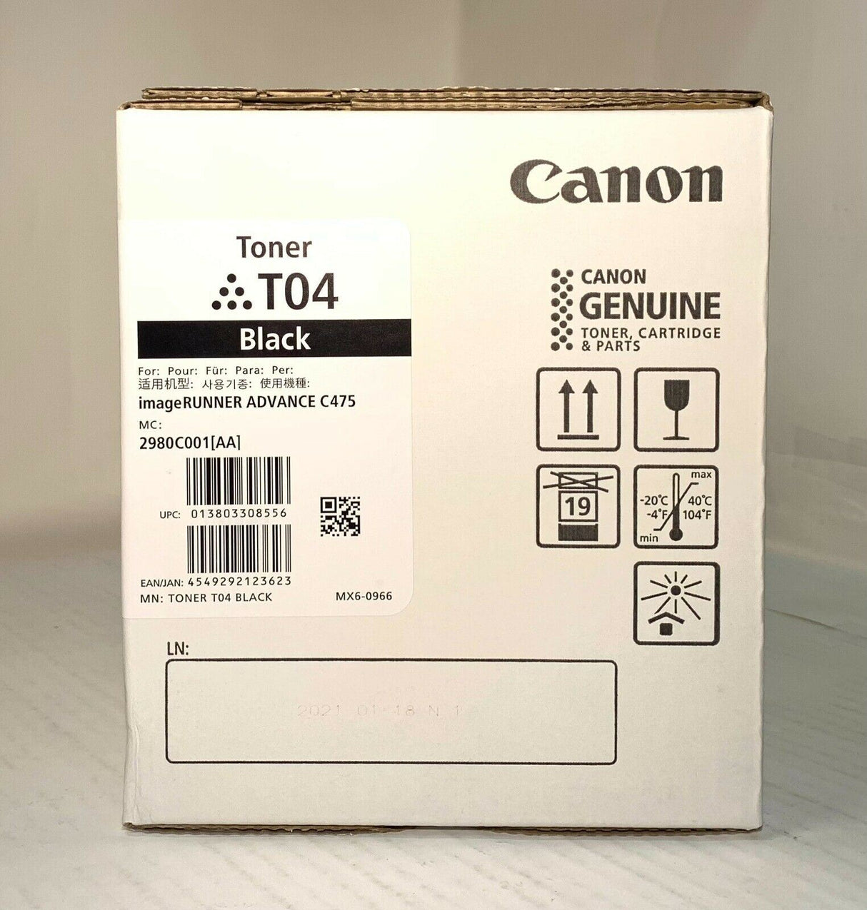 Original Canon 2980C001 T04 Toner Noir Noir pour imageRUNNER ADVANCE C475 NOUVEAU