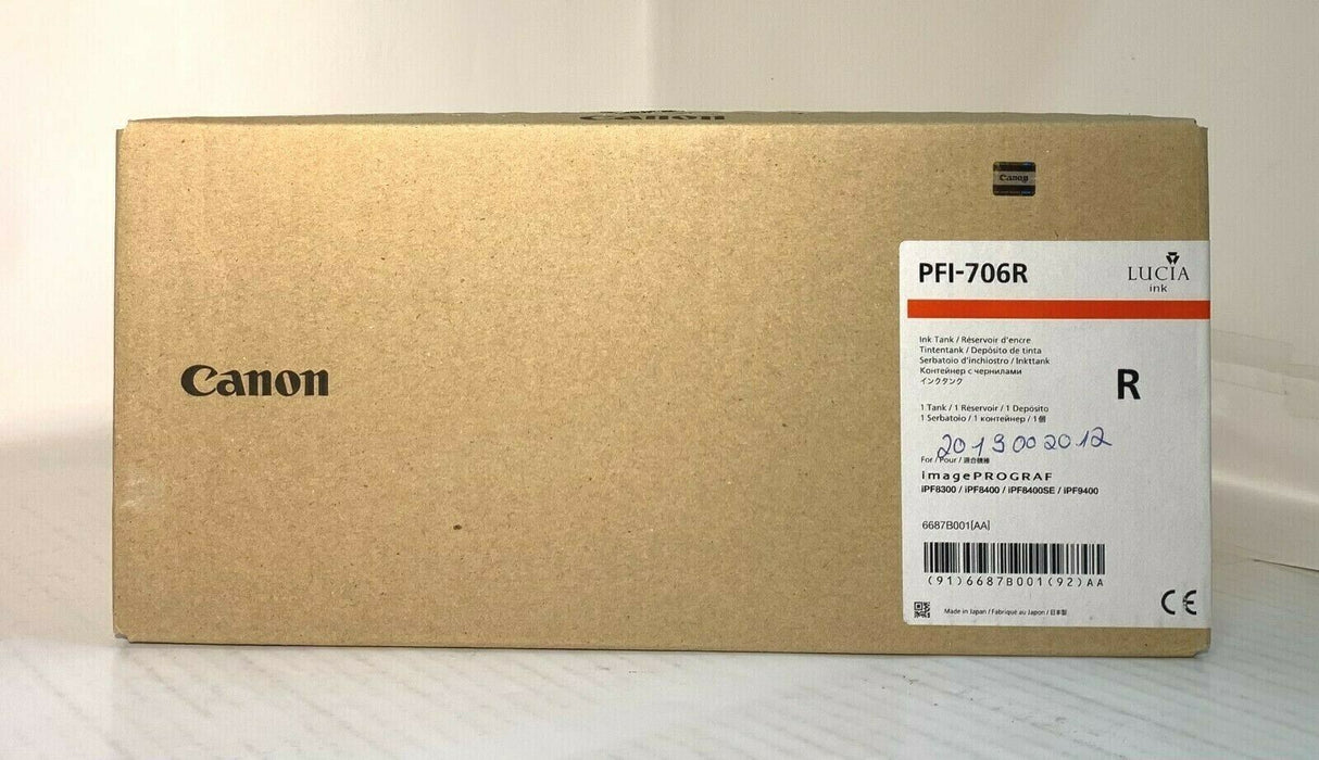 ''Originele Canon PFI-706R Rot Tinte iPF8300 iPF8400 IPF9400 / 700ml INKT 6687B001