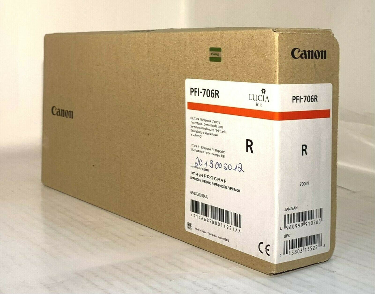 ''Originele Canon PFI-706R Rot Tinte iPF8300 iPF8400 IPF9400 / 700ml INKT 6687B001