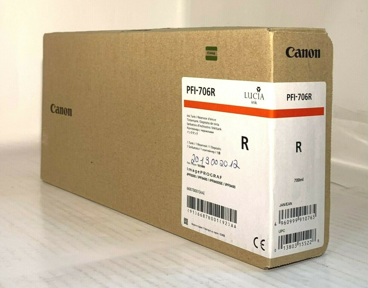 ''Original Canon PFI-706R Rot Tinte iPF8300 iPF8400 IPF9400 / 700ml INK 6687B001