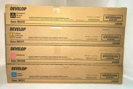 4 x Toner d'origine DEVELOP INEO +224 +284 +364 / TN321K TN321C TN321M TN321Y NEU