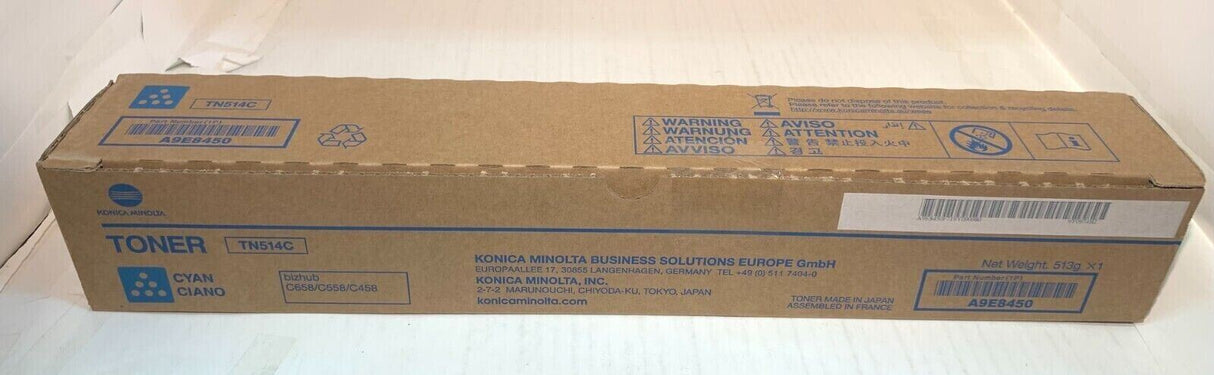 "Original Konica Minolta Toner TN514C Cyan Bizhub C458 C558 C658 A9E8450 NEU !xx