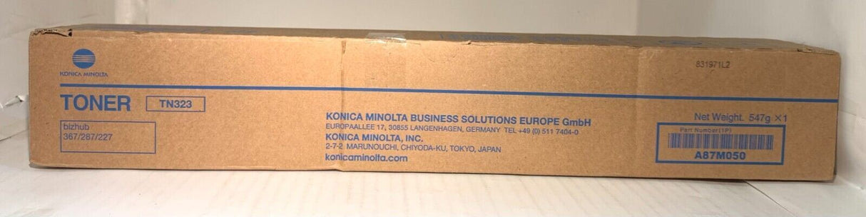 Originele Konica Minolta TN323 Toner Zwart Zwart Bizhub 227 287 367 A87M050 NEU